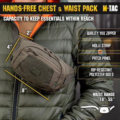 Military Tactical Mens Fanny Pack - Waist Belt Bag - Concealed Carry Fanny Pack For Men & Women Cross Body EDC Black