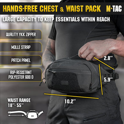 Military Tactical Mens Fanny Pack - Waist Belt Bag - Concealed Carry Fanny Pack For Men & Women Cross Body EDC Black