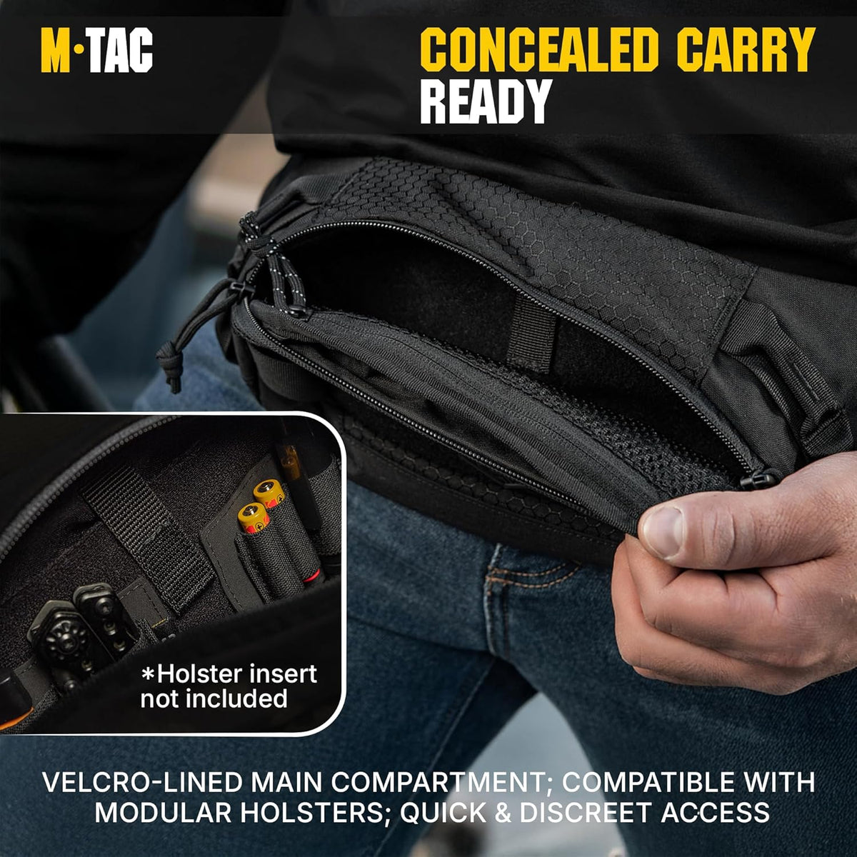 Military Tactical Mens Fanny Pack - Waist Belt Bag - Concealed Carry Fanny Pack For Men & Women Cross Body EDC Black