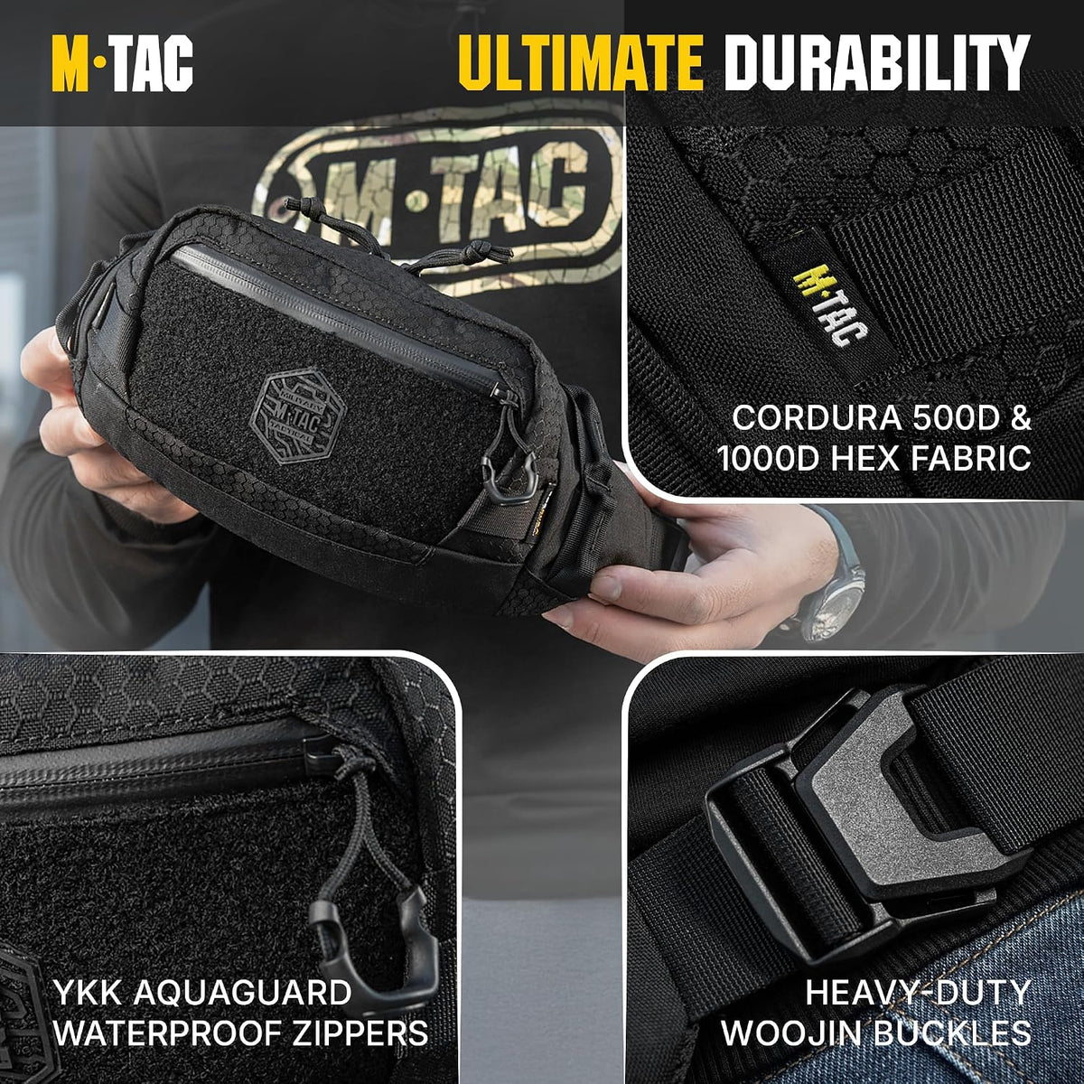 Military Tactical Mens Fanny Pack - Waist Belt Bag - Concealed Carry Fanny Pack For Men & Women Cross Body EDC Black