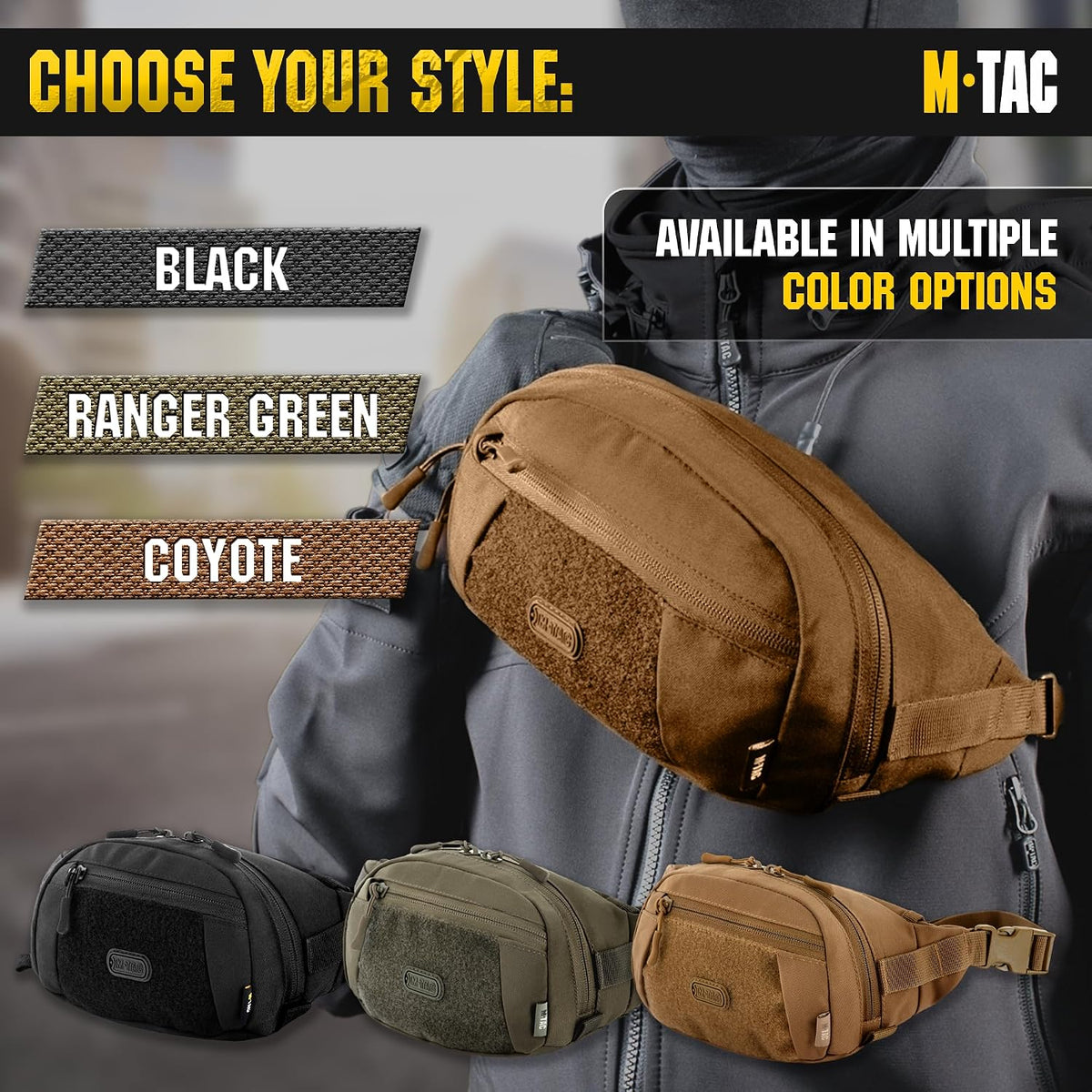 Military Tactical Mens Fanny Pack - Waist Belt Bag - Concealed Carry Fanny Pack For Men & Women Cross Body EDC Black