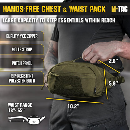 Military Tactical Mens Fanny Pack - Waist Belt Bag - Concealed Carry Fanny Pack For Men & Women Cross Body EDC Black