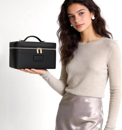 Makeup Bag Large Vanity Case for Women Travel Cosmetic Bag Makeup Case Organizer Leather Travel Toiletry Bag