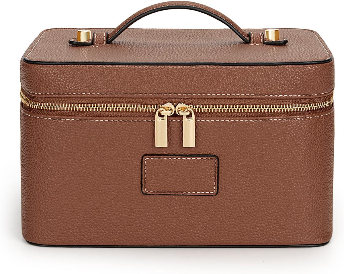 Makeup Bag Large Vanity Case for Women Travel Cosmetic Bag Makeup Case Organizer Leather Travel Toiletry Bag