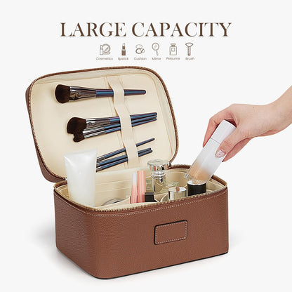 Makeup Bag Large Vanity Case for Women Travel Cosmetic Bag Makeup Case Organizer Leather Travel Toiletry Bag