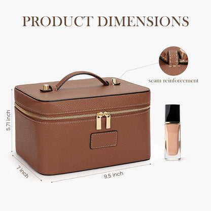 Makeup Bag Large Vanity Case for Women Travel Cosmetic Bag Makeup Case Organizer Leather Travel Toiletry Bag