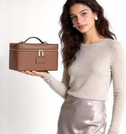 Makeup Bag Large Vanity Case for Women Travel Cosmetic Bag Makeup Case Organizer Leather Travel Toiletry Bag