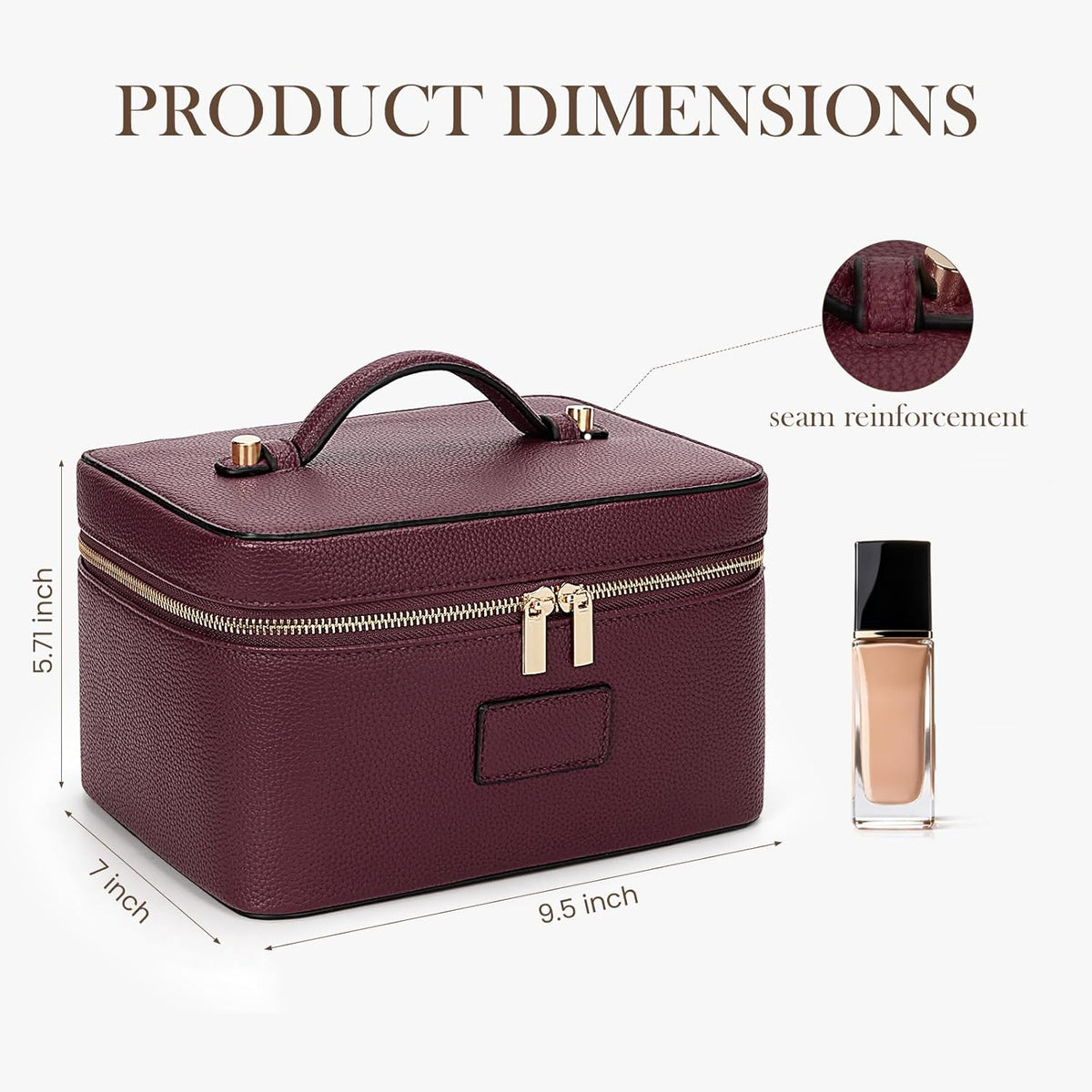 Makeup Bag Large Vanity Case for Women Travel Cosmetic Bag Makeup Case Organizer Leather Travel Toiletry Bag