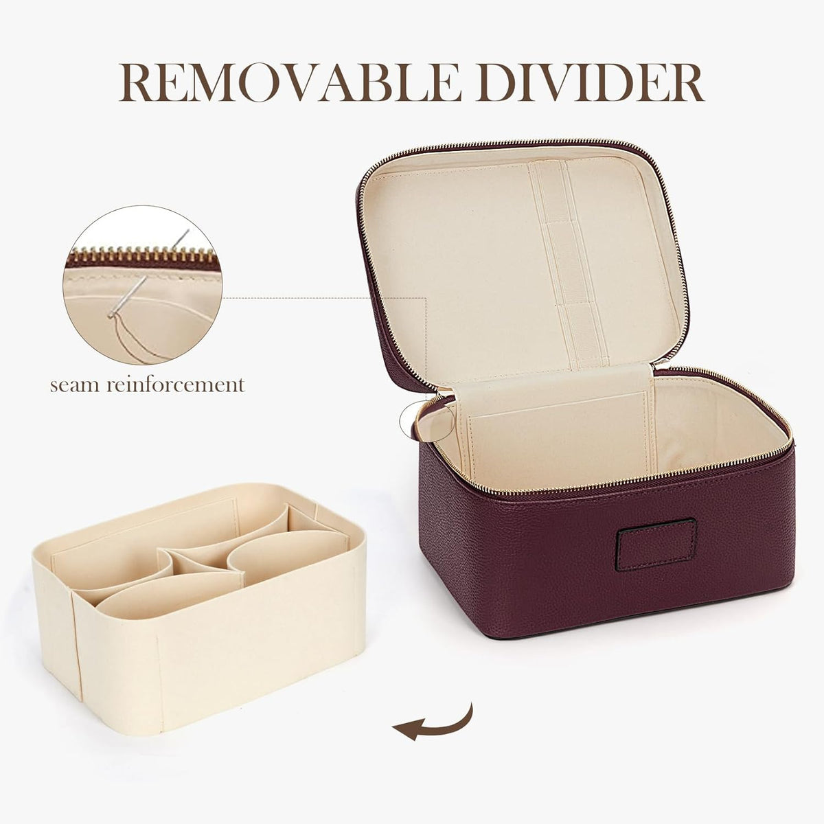 Makeup Bag Large Vanity Case for Women Travel Cosmetic Bag Makeup Case Organizer Leather Travel Toiletry Bag