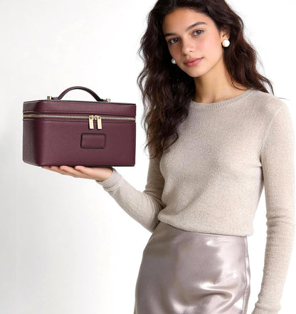 Makeup Bag Large Vanity Case for Women Travel Cosmetic Bag Makeup Case Organizer Leather Travel Toiletry Bag