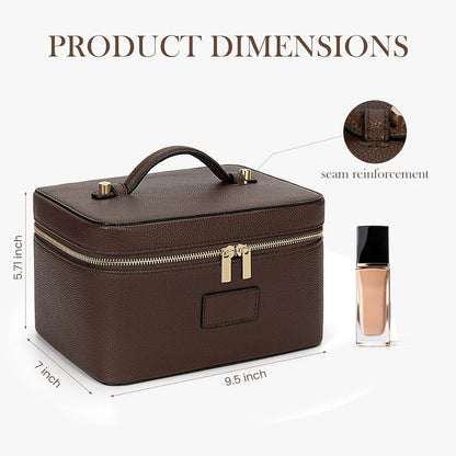 Makeup Bag Large Vanity Case for Women Travel Cosmetic Bag Makeup Case Organizer Leather Travel Toiletry Bag