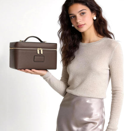 Makeup Bag Large Vanity Case for Women Travel Cosmetic Bag Makeup Case Organizer Leather Travel Toiletry Bag