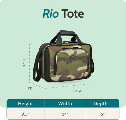 Rio 14" Travel Tote Bag, Lightweight 1200D Carry-On Bag for Women & Men