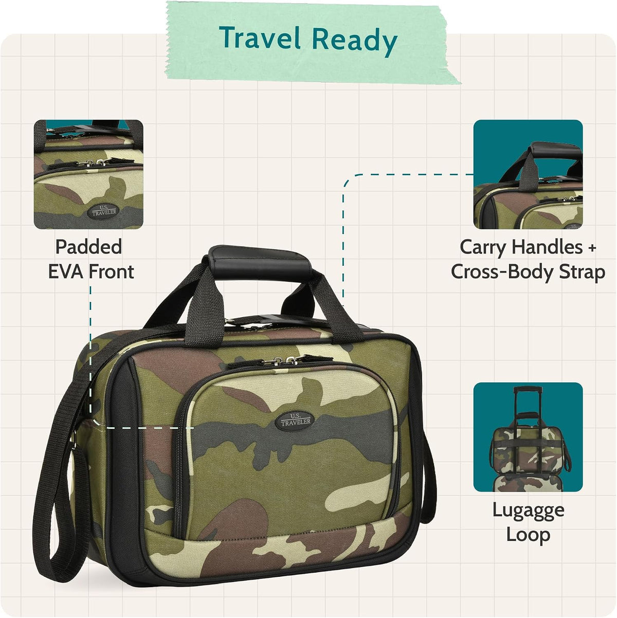 Rio 14" Travel Tote Bag, Lightweight 1200D Carry-On Bag for Women & Men