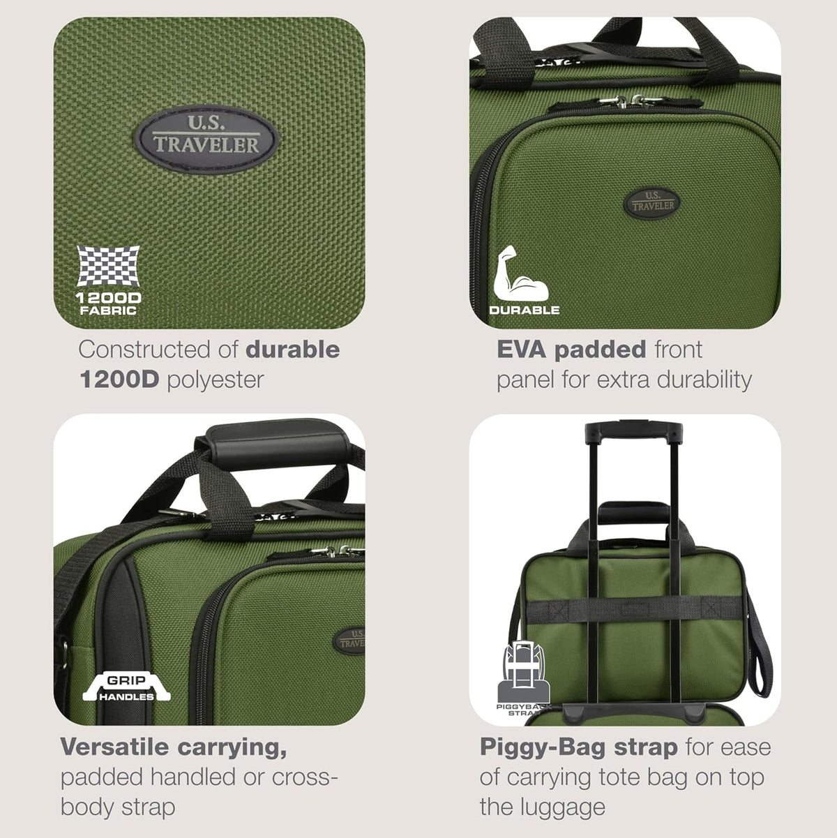 Rio 14" Travel Tote Bag, Lightweight 1200D Carry-On Bag for Women & Men