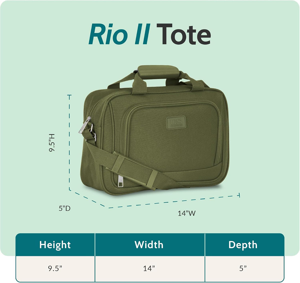 Rio 14" Travel Tote Bag, Lightweight 1200D Carry-On Bag for Women & Men
