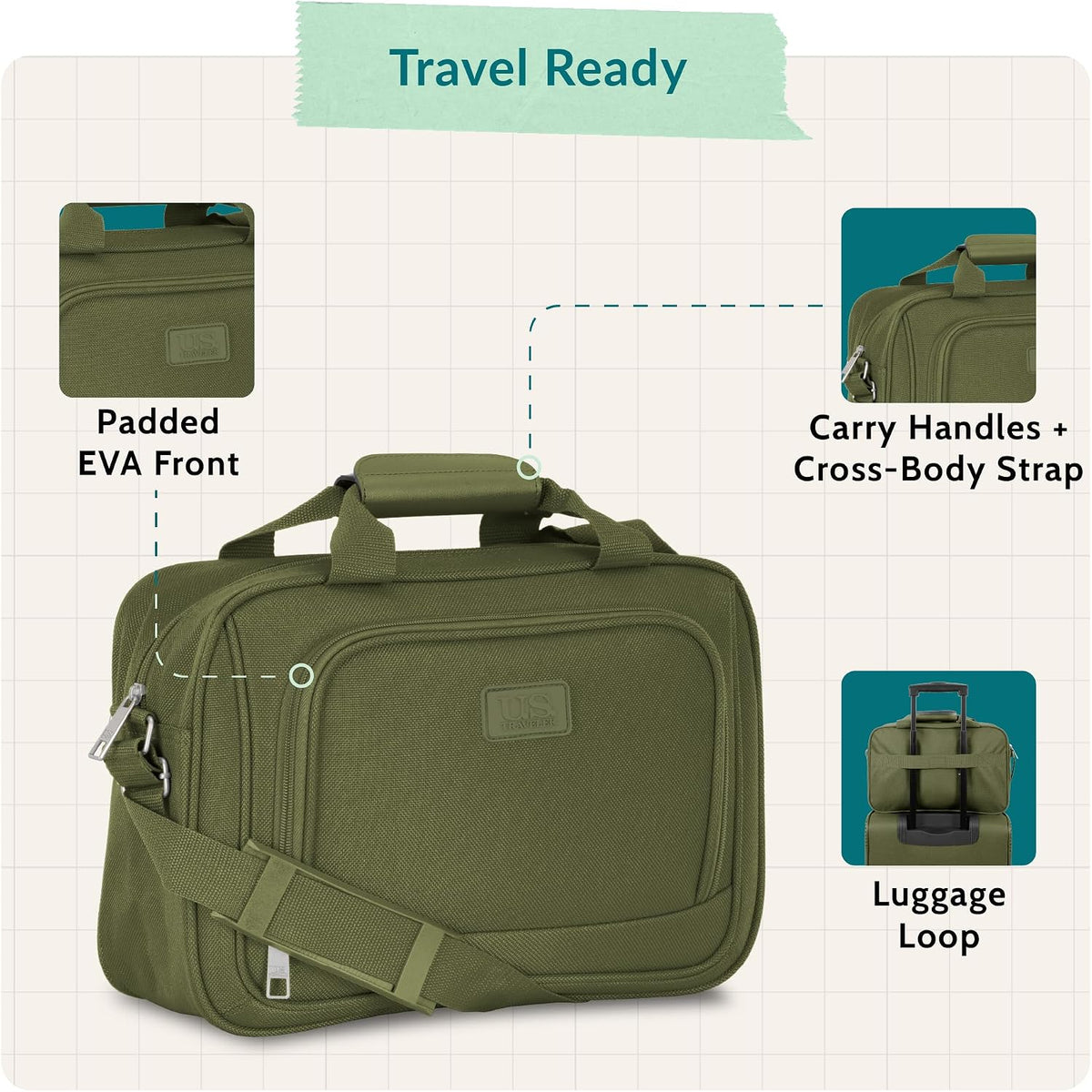 Rio 14" Travel Tote Bag, Lightweight 1200D Carry-On Bag for Women & Men