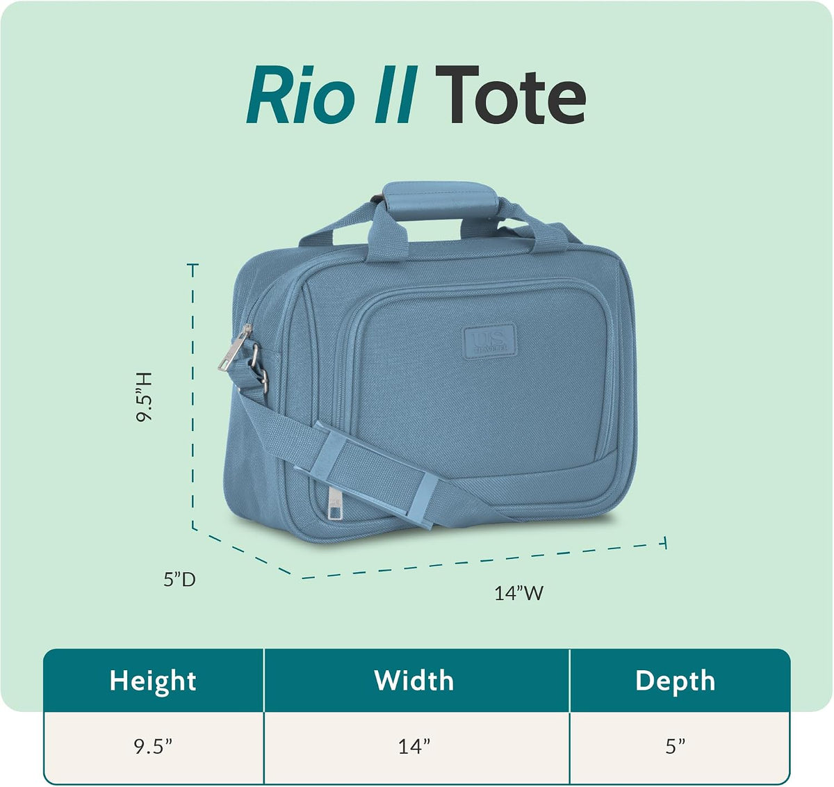 Rio 14" Travel Tote Bag, Lightweight 1200D Carry-On Bag for Women & Men
