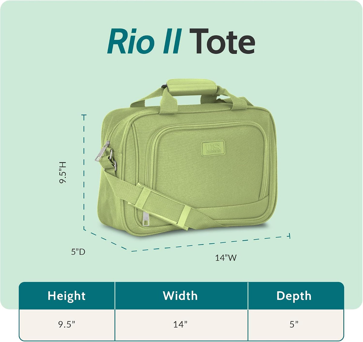 Rio 14" Travel Tote Bag, Lightweight 1200D Carry-On Bag for Women & Men