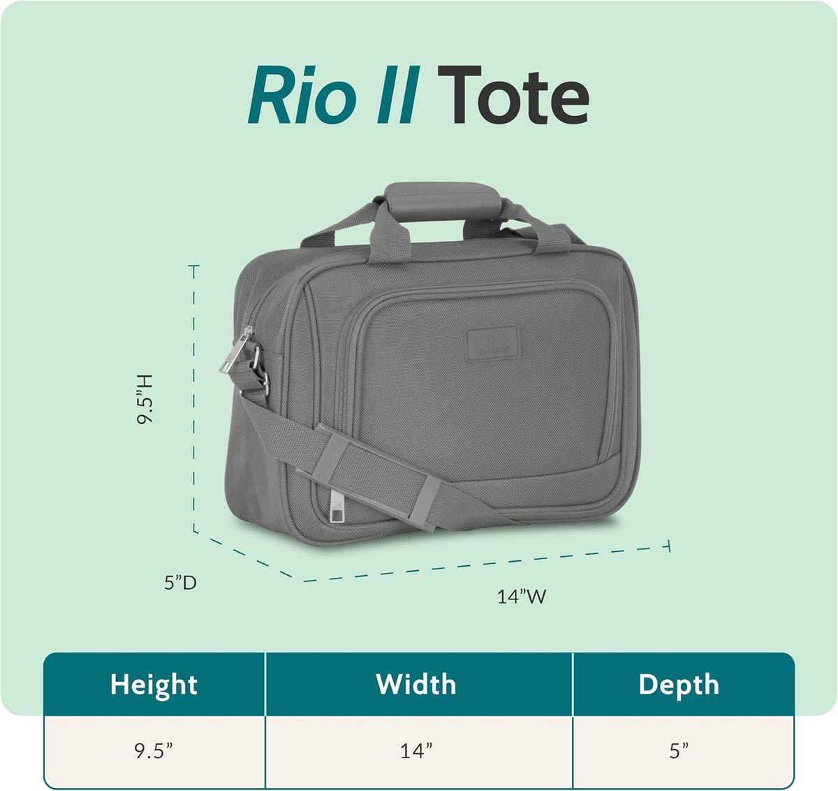 Rio 14" Travel Tote Bag, Lightweight 1200D Carry-On Bag for Women & Men