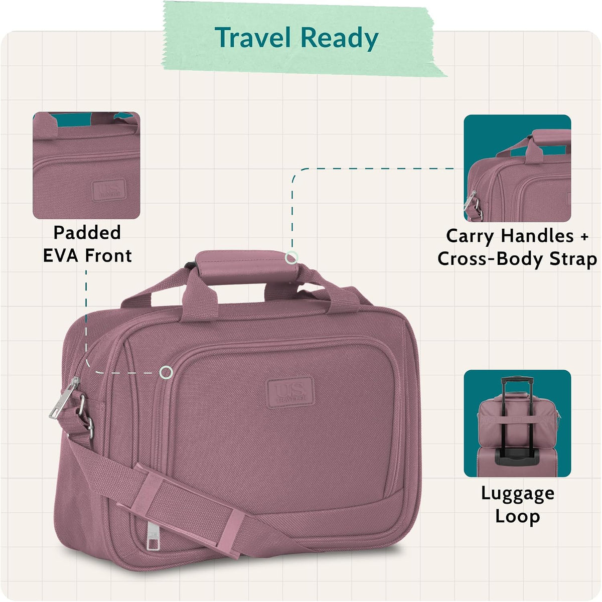 Rio 14" Travel Tote Bag, Lightweight 1200D Carry-On Bag for Women & Men
