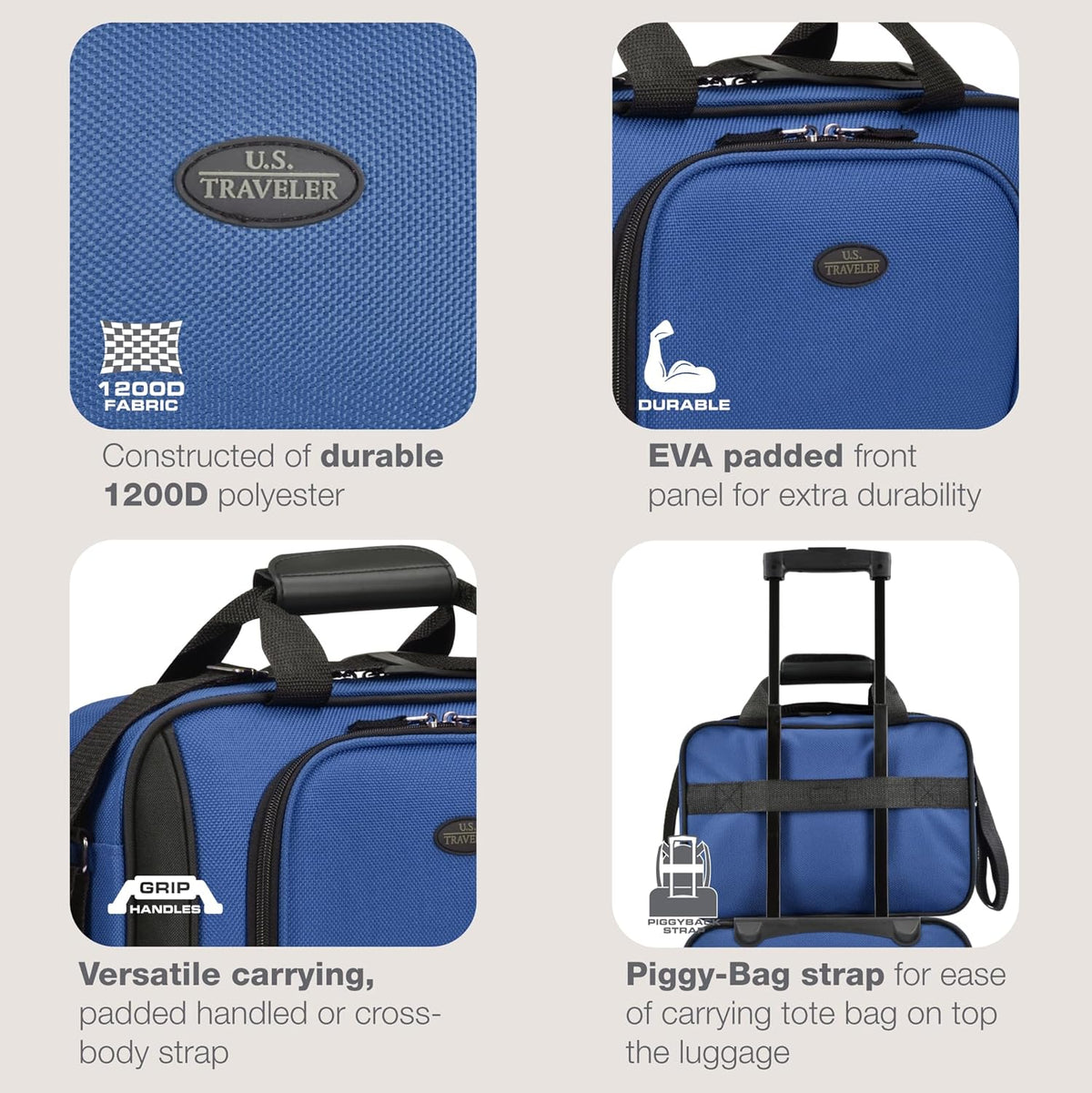 Rio 14" Travel Tote Bag, Lightweight 1200D Carry-On Bag for Women & Men