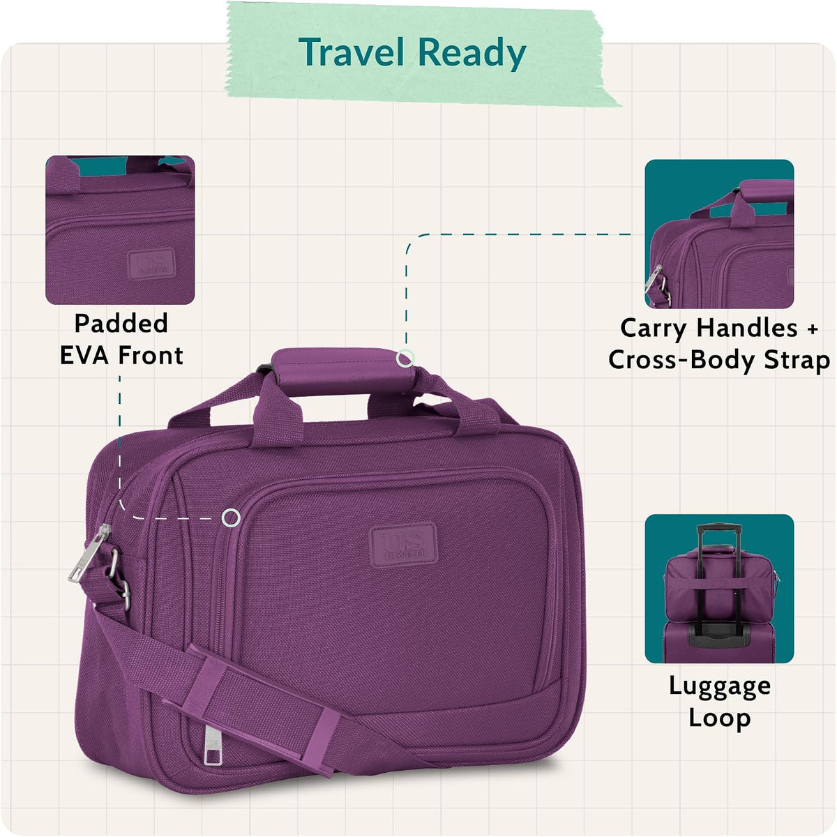 Rio 14" Travel Tote Bag, Lightweight 1200D Carry-On Bag for Women & Men