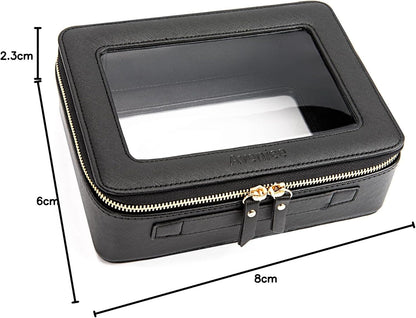 XL Clear Makeup Organizer,Double Layer Travel Cosmetic Case with Brush Holder & Zippered Compartments,Big Toiletry Bag for Travel Accessories,2 Layers Large,Black