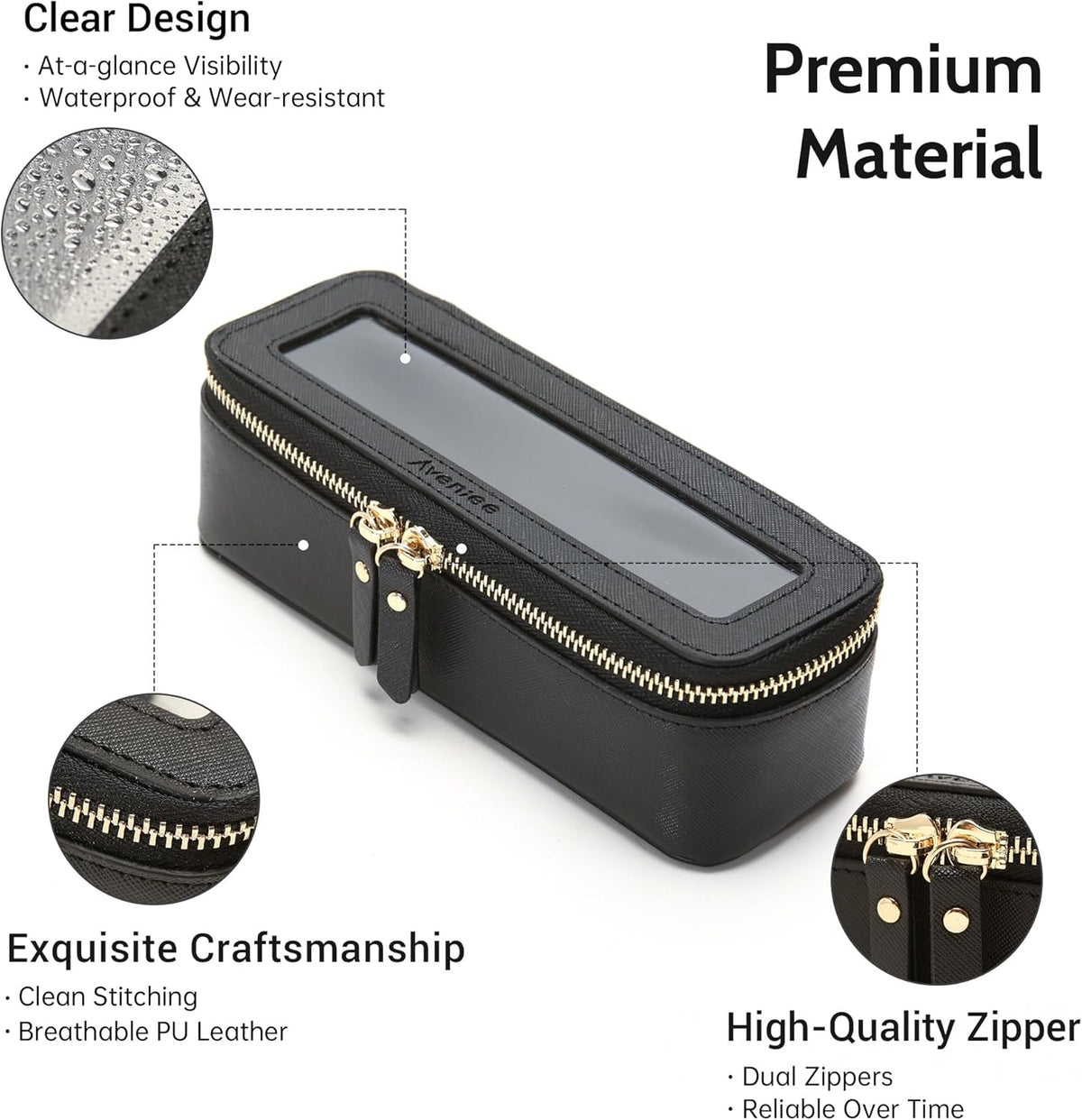XL Clear Makeup Organizer,Double Layer Travel Cosmetic Case with Brush Holder & Zippered Compartments,Big Toiletry Bag for Travel Accessories,2 Layers Large,Black