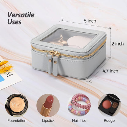 XL Clear Makeup Organizer,Double Layer Travel Cosmetic Case with Brush Holder & Zippered Compartments,Big Toiletry Bag for Travel Accessories,2 Layers Large,Black