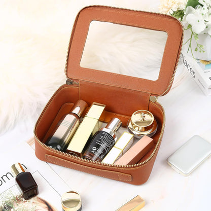 XL Clear Makeup Organizer,Double Layer Travel Cosmetic Case with Brush Holder & Zippered Compartments,Big Toiletry Bag for Travel Accessories,2 Layers Large,Black