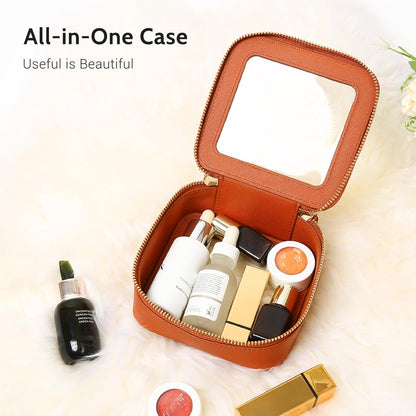 XL Clear Makeup Organizer,Double Layer Travel Cosmetic Case with Brush Holder & Zippered Compartments,Big Toiletry Bag for Travel Accessories,2 Layers Large,Black