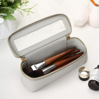 XL Clear Makeup Organizer,Double Layer Travel Cosmetic Case with Brush Holder & Zippered Compartments,Big Toiletry Bag for Travel Accessories,2 Layers Large,Black