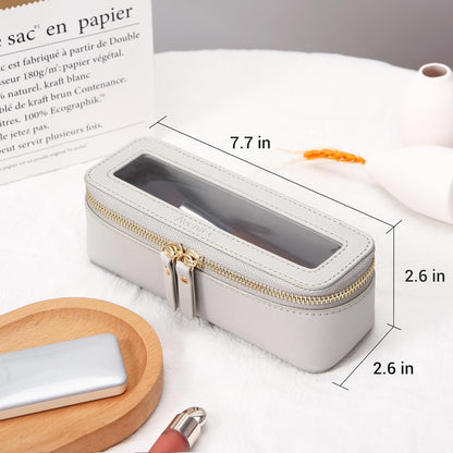 XL Clear Makeup Organizer,Double Layer Travel Cosmetic Case with Brush Holder & Zippered Compartments,Big Toiletry Bag for Travel Accessories,2 Layers Large,Black