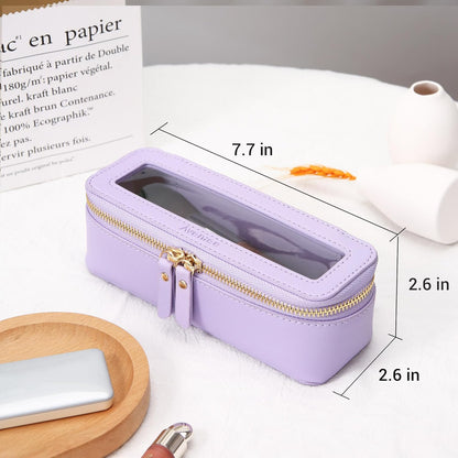 XL Clear Makeup Organizer,Double Layer Travel Cosmetic Case with Brush Holder & Zippered Compartments,Big Toiletry Bag for Travel Accessories,2 Layers Large,Black