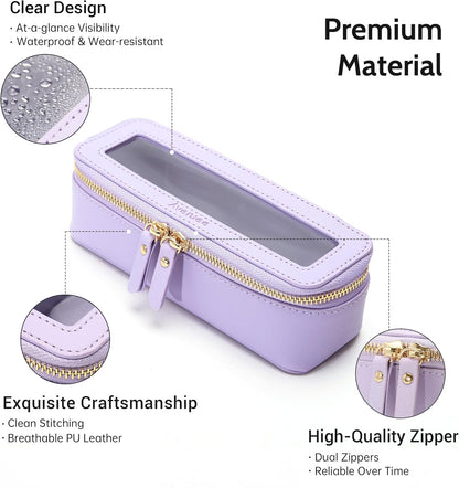 XL Clear Makeup Organizer,Double Layer Travel Cosmetic Case with Brush Holder & Zippered Compartments,Big Toiletry Bag for Travel Accessories,2 Layers Large,Black