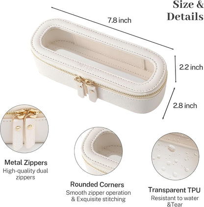 XL Clear Makeup Organizer,Double Layer Travel Cosmetic Case with Brush Holder & Zippered Compartments,Big Toiletry Bag for Travel Accessories,2 Layers Large,Black