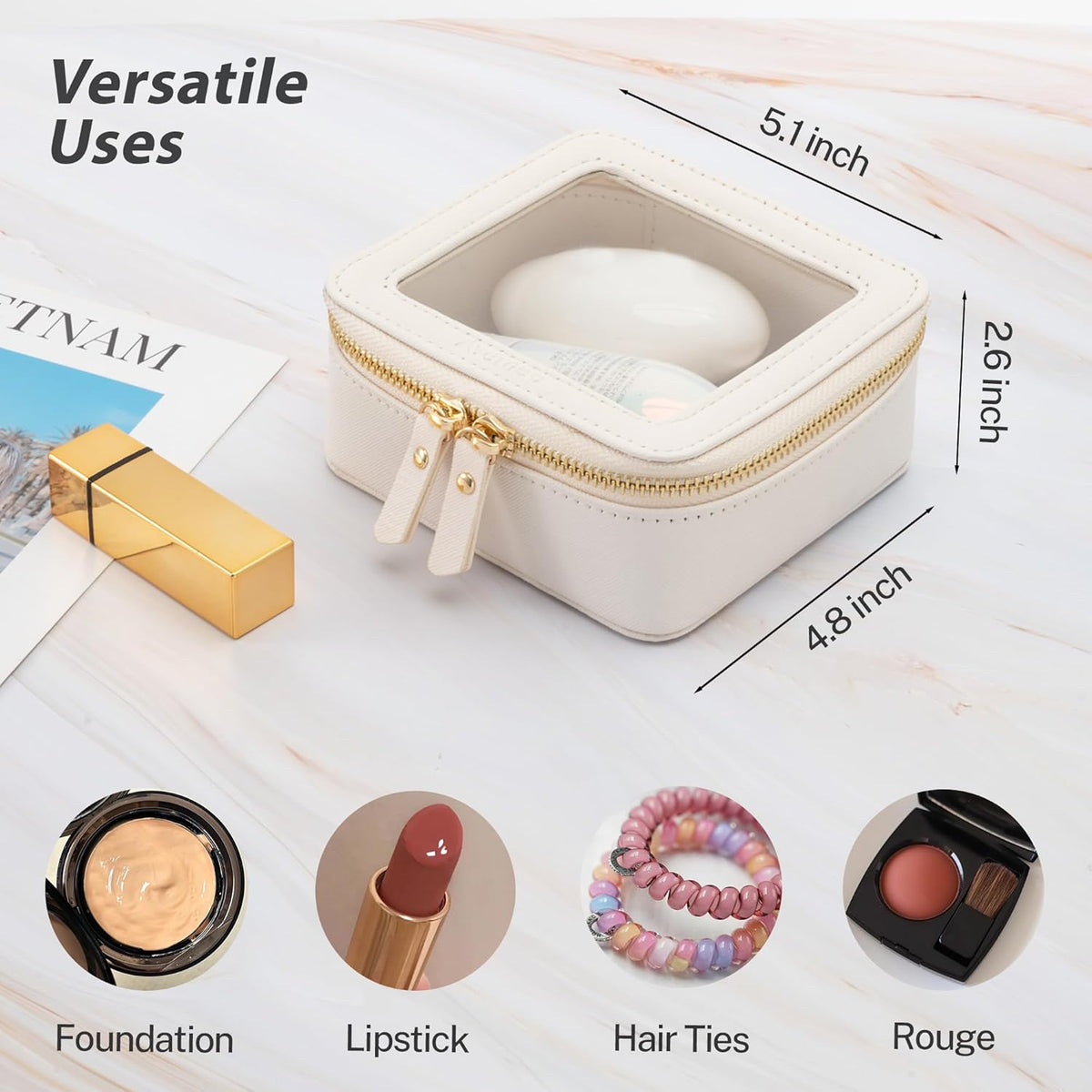 XL Clear Makeup Organizer,Double Layer Travel Cosmetic Case with Brush Holder & Zippered Compartments,Big Toiletry Bag for Travel Accessories,2 Layers Large,Black