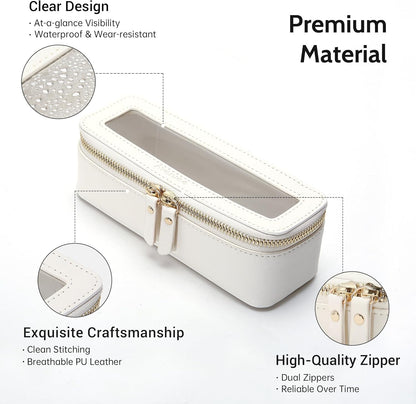 XL Clear Makeup Organizer,Double Layer Travel Cosmetic Case with Brush Holder & Zippered Compartments,Big Toiletry Bag for Travel Accessories,2 Layers Large,Black