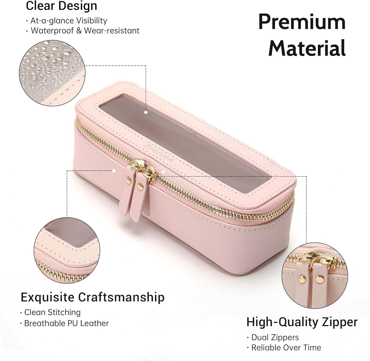 XL Clear Makeup Organizer,Double Layer Travel Cosmetic Case with Brush Holder & Zippered Compartments,Big Toiletry Bag for Travel Accessories,2 Layers Large,Black