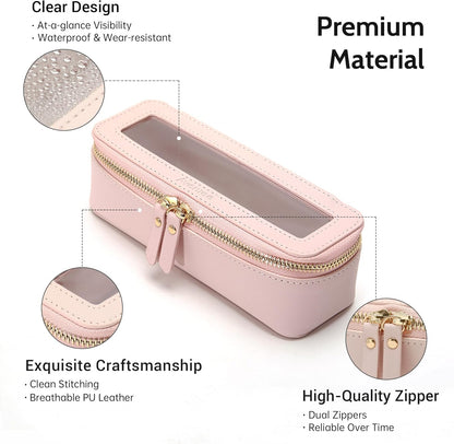 XL Clear Makeup Organizer,Double Layer Travel Cosmetic Case with Brush Holder & Zippered Compartments,Big Toiletry Bag for Travel Accessories,2 Layers Large,Black