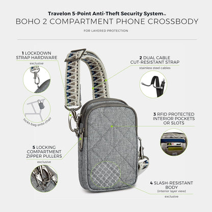 Anti-Theft Boho 2 Compartment Phone Crossbody