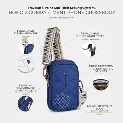 Anti-Theft Boho 2 Compartment Phone Crossbody