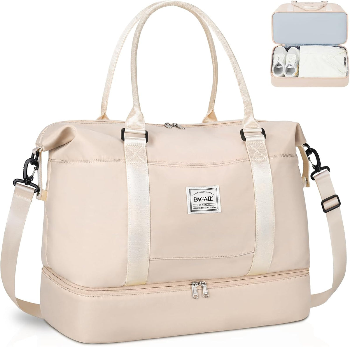 Travel Duffel Bag, Weekender Bags for Women, Overnight Gym Carry On Tote Bag with Wet Pocket, Hospital Mom Bag for Labor and Delivery - Light Blue