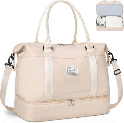 Travel Duffel Bag, Weekender Bags for Women, Overnight Gym Carry On Tote Bag with Wet Pocket, Hospital Mom Bag for Labor and Delivery - Light Blue