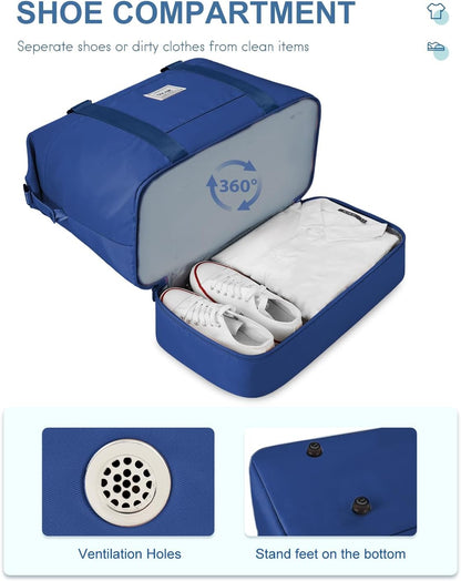 Travel Duffel Bag, Weekender Bags for Women, Overnight Gym Carry On Tote Bag with Wet Pocket, Hospital Mom Bag for Labor and Delivery - Light Blue