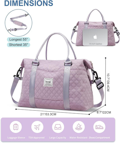Travel Duffel Bag, Weekender Bags for Women, Overnight Gym Carry On Tote Bag with Wet Pocket, Hospital Mom Bag for Labor and Delivery - Light Blue
