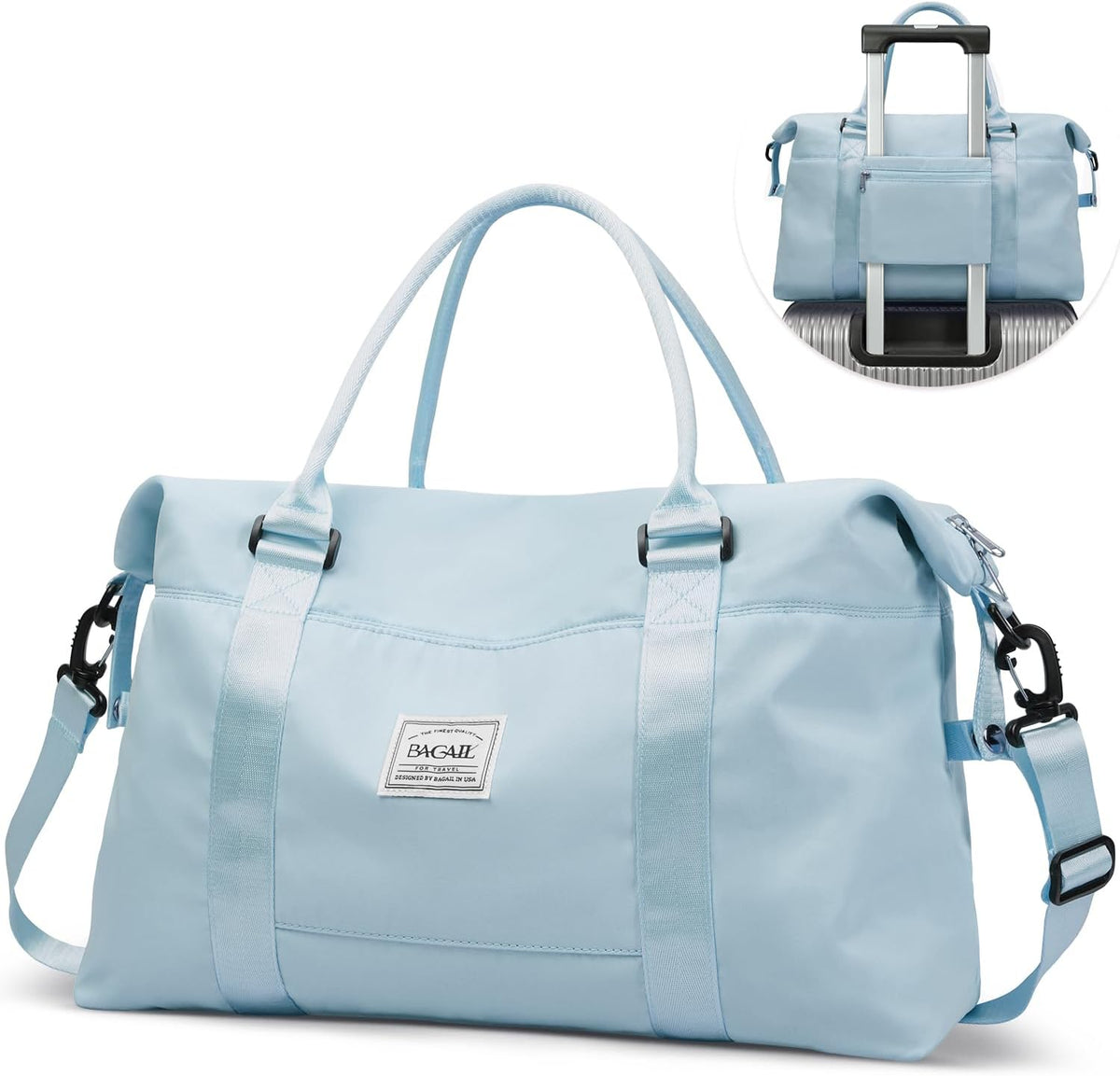 Travel Duffel Bag, Weekender Bags for Women, Overnight Gym Carry On Tote Bag with Wet Pocket, Hospital Mom Bag for Labor and Delivery - Light Blue