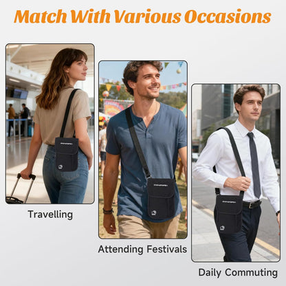 Neck Wallet & RFID Blocking Passport Holder for Travel – Waterproof Hidden Travel Wallet with Card Slots, Adjustable Strap, Portable Document Organizer for Men, Women (Gift) Khaki