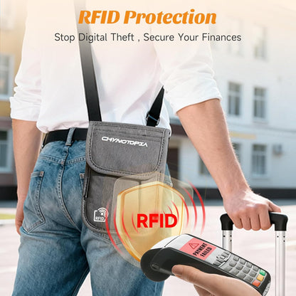 Neck Wallet & RFID Blocking Passport Holder for Travel – Waterproof Hidden Travel Wallet with Card Slots, Adjustable Strap, Portable Document Organizer for Men, Women (Gift) Khaki